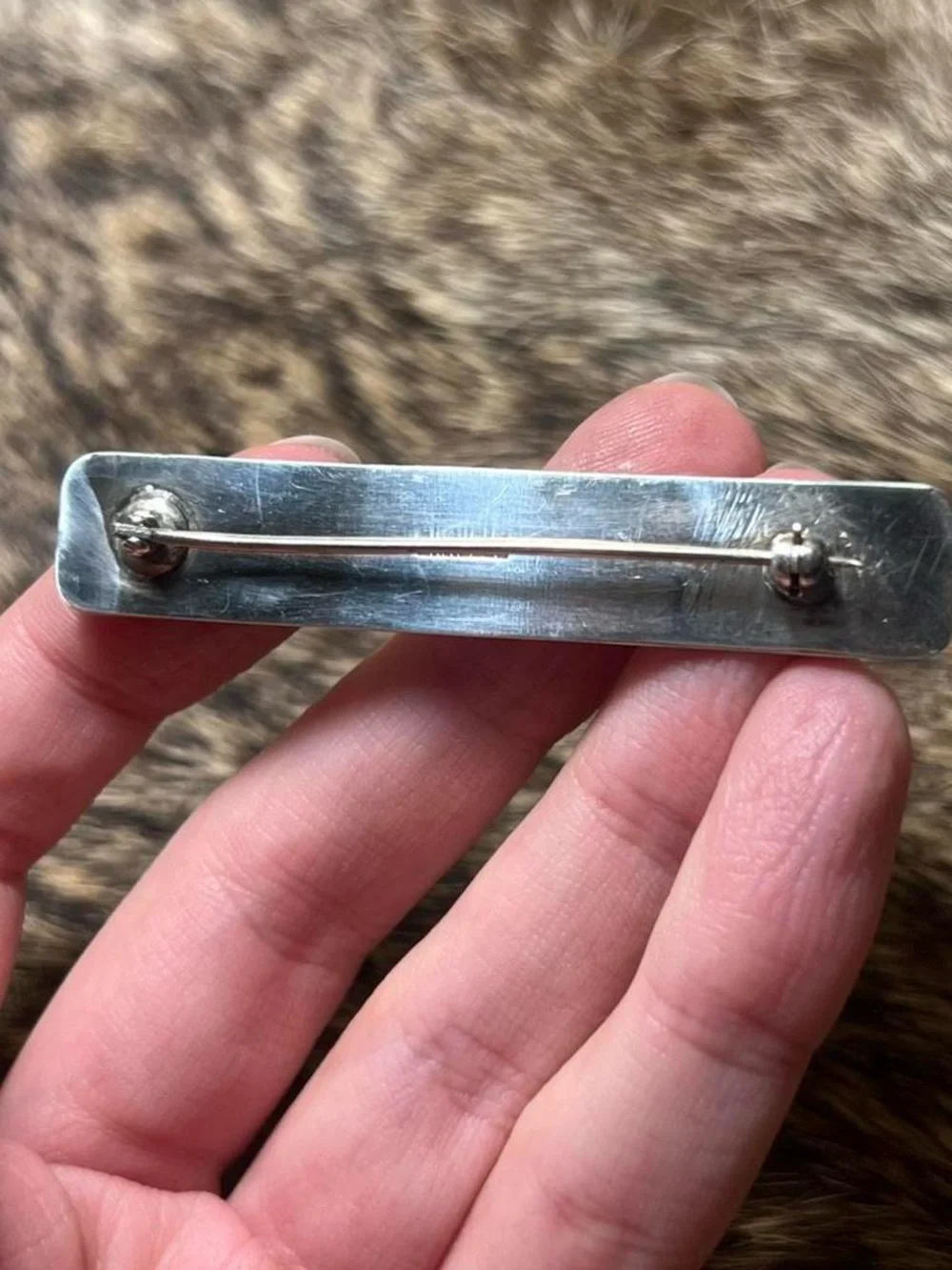 Sterling silver minimalistic lapis lazuli bar pin